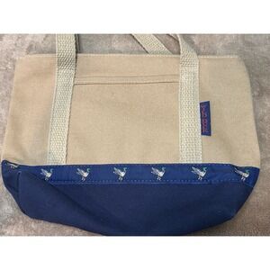 90's  Wild Duck Canvas Tote Bag, Mallard Ducks, Navy Blue Bottom, Durable Canvas